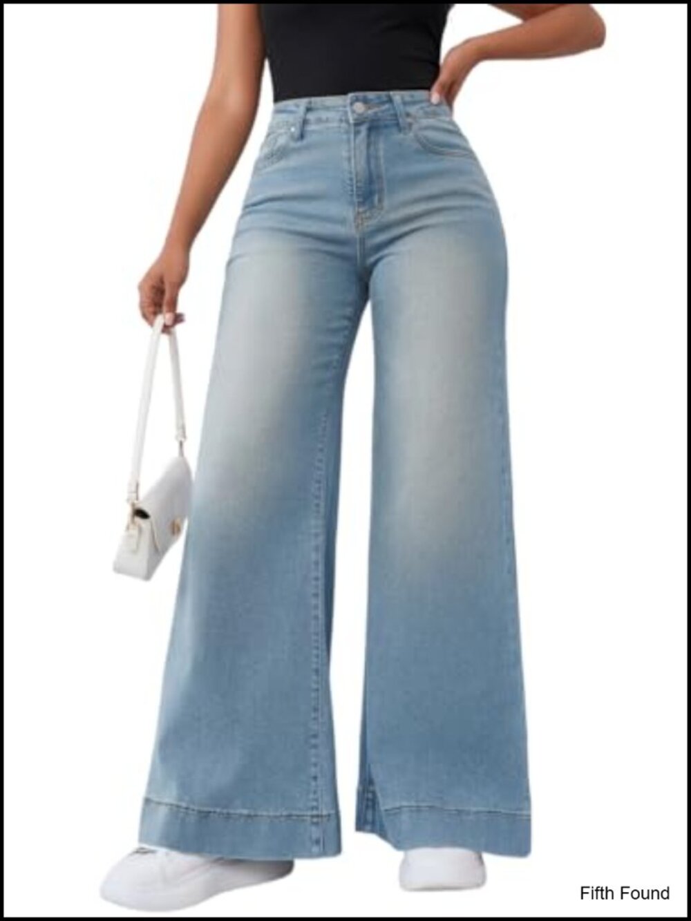 Women's Flare Bell Bottom Jeans Mid Waisted Wide Leg Bootcut Stretchy Denim
